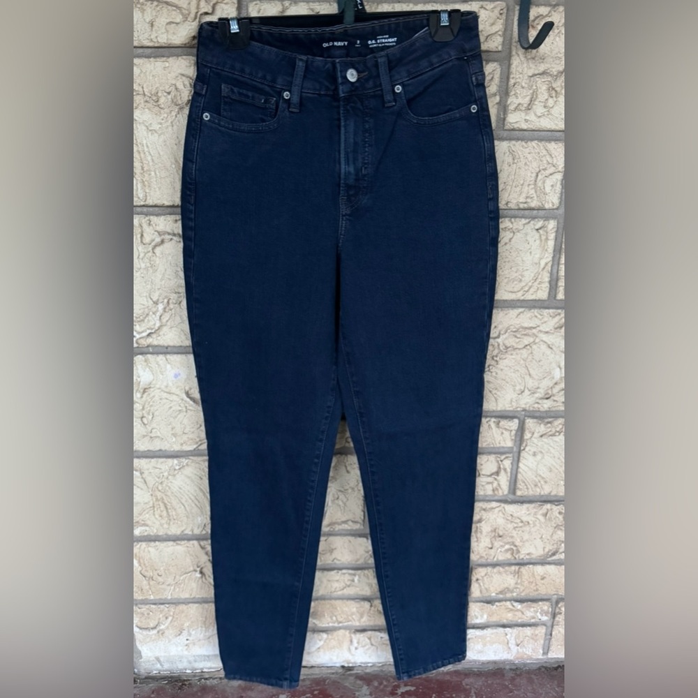 Old Navy High Rise O.G. Straight Deep Indigo Skinny Jeans Size 2 Tall